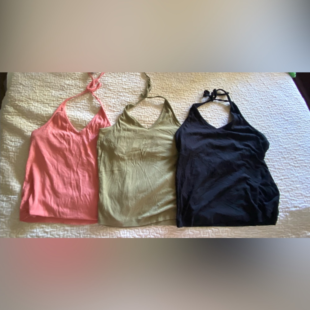 Old Navy halter top bundle 3 pack- Black, Olive, and Coral